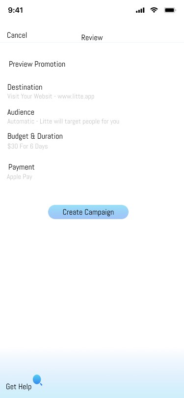 Review and launch — the campaign summary before payment.